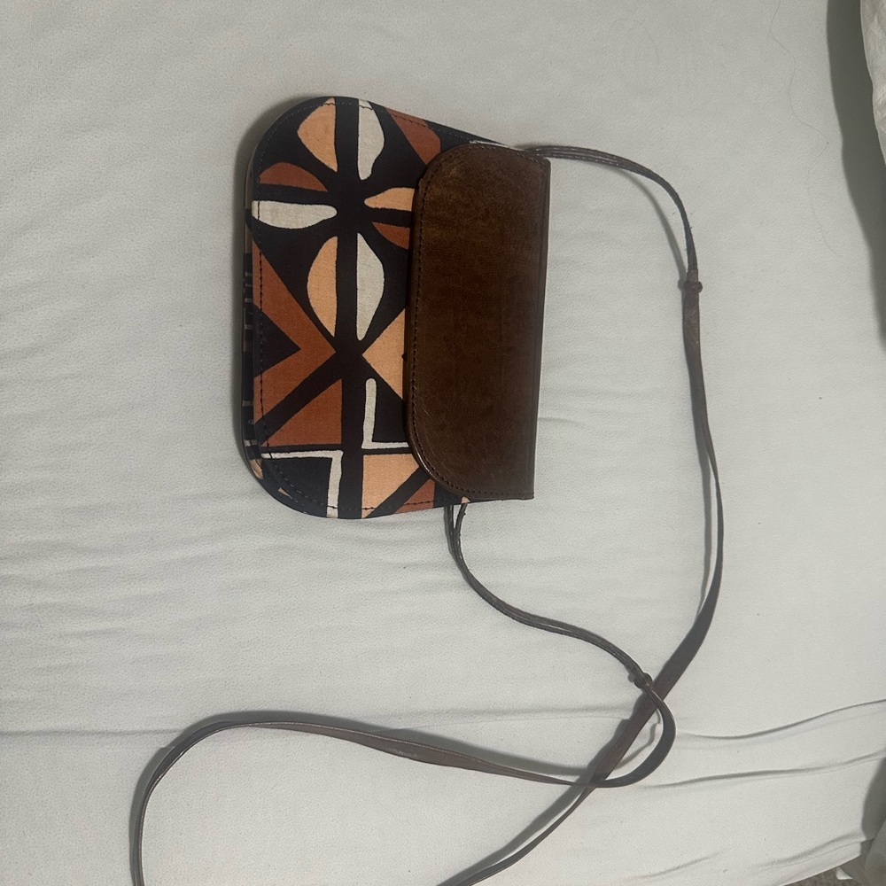 Stylish Brown and Black Geometric Crossbody Bag from Africa